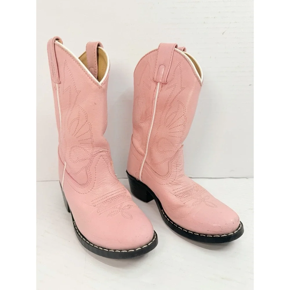 Masterson Boot Co Kids Size 13 M Pink Leather Western Cowboy Boots RB2002C